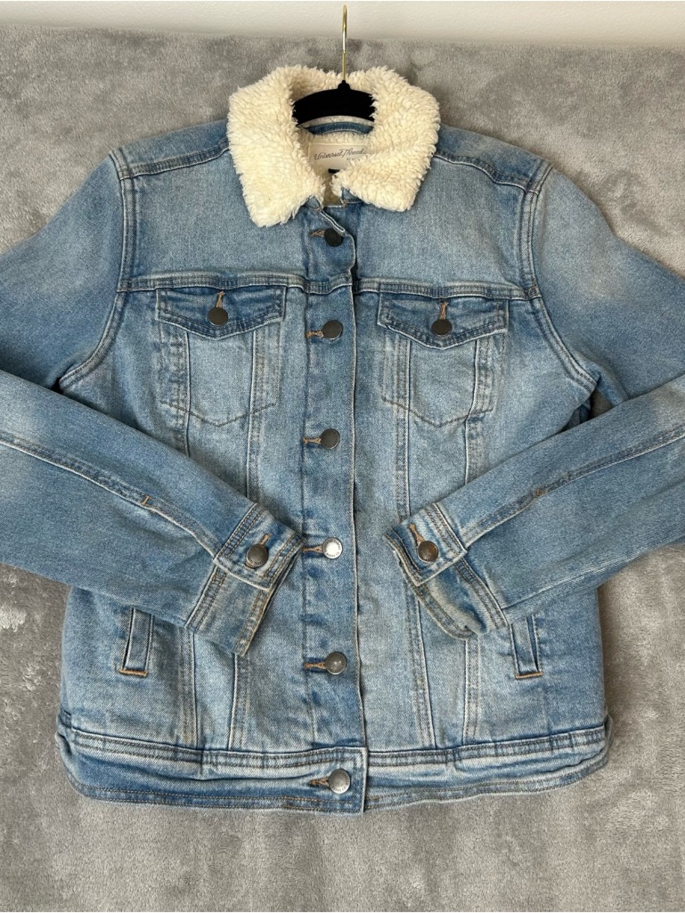 Universal Thread Women’s Jean Jacket Sherpa Lined Denim Jean Jacket Blue One Sz - Picture 3 of 16